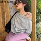 Tineit Streetwear Hoodies Women's Clothing Longs Leeve Off Shoulder Y2k Tops Off Shoulder Casual Fashion Sweatshirts 2025 Ropa Mujer