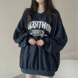 Tineit Letter Print Oversized Round Neck Sweatshirt