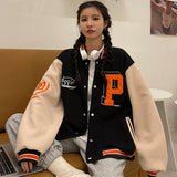 Tineit 2024 Fall Fashion Vintage 90's Varsity Jacket