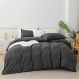 Tineit Nordic Solid Bedding Set Ins Style Grey Duvet Cover No Filler Pillowcase Flat Sheet Single Double King Size Bed Linens