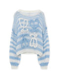 Tineit Stripe Crochet Baggy Sweater