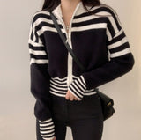 Tineit Collar Neck Stripe Short Cardigan