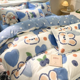 Tineit Lucky Dog Bedding Set Cute Cartoon No Filler Twin Full Size Duvet Cover Flat Sheet Pillowcase Fashion Girls Boys New Bed Linen