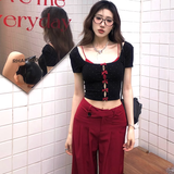 Tineit 2025 Summer Korean Fashion Pants Sets Woman Bow Dot Y2k Crop Tops + Casual Red Pants Hot Girls Aesthetics Elegant Suit Chic