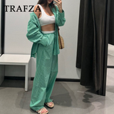 cold weather outfits Tineit 2024 Spring Summer Casual Striped Women Suits Fashion Vintage Single Breasted Shirts+High Waist Drawstring Ladies Pants