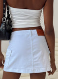 Tineit-Grishea Low Rise Denim Skirt White