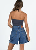 Tineit Lou Carpenter Denim Shorts Mid Wash 2024 New Pant