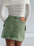 Tineit-Zakai Cargo Denim Mini Skirt Green