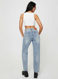 Tineit-Holly Asymmetric Straight Leg Jean Light Wash Denim Lower Impact