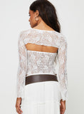 Tineit-Alyda Long Sleeve Lace Top White