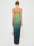 Tineit Stolen Love Strapless Maxi Dress Blue / Green Ombre