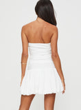 Tineit Glamour Girl Strapless Bubble Hem Mini Dress White