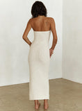 Tineit Cloud Strapless Boucle Maxi Dress Cream