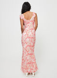 Tineit Julianne Flutter Sleeve Maxi Dress Pink Multi