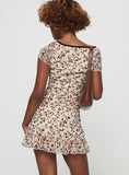 Tineit-Melva Mini Dress Stem Flower Brown