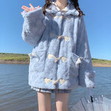 Tineit 2025 Women Clothing Winter Y2k Jackets Pocket Bow Fashion Furry Outwear Oversized Tops Streetwear Casual Warm Thick Coats 27y535