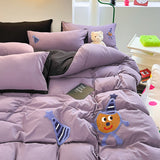 Tineit Ins Purple Potato Cake Bedding Set Towel Embroidery Duvet Cover Queen Twin Full Size Bed Flat Sheet Quilt Cover Pillowcases