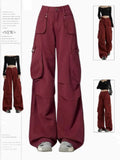 christmas outfit Tineit Women Red Y2k Cargo Jeans Harajuku Oversize Denim Trousers 90s Vintage Japanese 2000s Style Baggy Jean Pants Trashy Clothes 2025