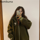 Tineit Nomikuma Jackets for Women 2025 Star Letter Embroidery Stand Neck Thick Warm Chaqueta Retro Harajuku Street Fashion Veste Femme