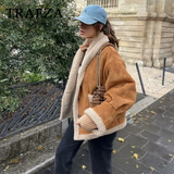 cold weather outfits Tineit 2024 Autumn Winter Thick Casual Women Jacket Fashion Vintage Pockets Solid Loose Turn Down Collar Streetwear Ladies Coat