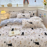 Tineit Cute Boys Duvet Cover Set with Zipper Girls New Flat Bed Sheet Pillowcases No Filler Double Queen Size Adult Kids Bedding Linens