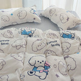 Tineit Cute Cartoon Duvet Cover Set Kids Adult Twin Queen Size Girls Boys Flat Sheet Pillowcase No Filler Soft Home Decor Bedding Set