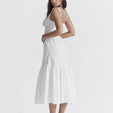 Tineit White broeadered Jacquard Midi A-Line Dress