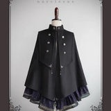 Tineit Japanese Women Clothing Autumn Winter Women's Cape Windbreaker Coat Gothic Stand Collar Double-breasted Harajuku Cloak Jacket