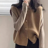 thanksgiving outfit Tineit Elegant Sweater Vest Women Korean Button Solid Casual Basic V-Neck Knitted Tank Fashion Fall Sleeveless Lady Cardigan