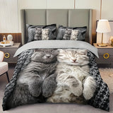 Tineit 3pcs Cat Animal Duvet Cover Set 3D Cute Pet Cat HD Printing Bedding For Home Dorm