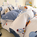 Tineit Cute Cartoon Duvet Cover Set No Filler Ins Full Queen Size Comforter Cover Sheet Pillowcase Skin-friendly Girl Home Bedding Set