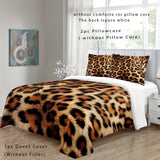 Tineit 3pcs Animal Pattern Duvet Cover Set Wild Romantic Leopard Tiger Pattern Print Bedding Set, Soft Comfortable Duvet Cover