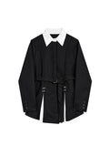 christmas outfit Tineit Women Black Gothic Blazer Elegant Vintage 90s Fashion Coat with Belt Y2k Suit Jacket Harajuku Long Sleeve Outwear 2000s Clothes