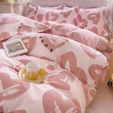 Tineit Ins Rabbit Bedding Set Fashion No Filler Korean Single Queen Size Duvet Cover Flat Sheet Pillowcases Cute Kids Adult Bed Linens