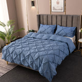 Tineit High Quality 3D Pinch Pleated Duvet Cover Set 220x240 Solid Color Single Double Twin Bedding Set Duvet cover