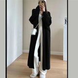 thanksgiving outfit Tineit Casual Imitation Mink Fleece Long Cardigan Women Korean Loose Plush Solid Open Sweater Female Autumn Chic Street Outwears