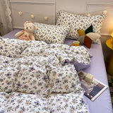 Tineit Ins Floral Bedding Set Kids Adult Full Queen Size Duvet Cover Flat Sheet Pillowcase No Filler Summer Fall Home Bed Linens