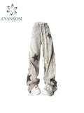 christmas outfit Tineit Women Baggy Star Jeans Fashion Vintage 2000s Y2k 90s Pippie Denim Trousers Korean Retro High Waist Wide Leg Cowboy Pants Clothes