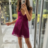 cold weather outfits Tineit 2024 Spring Summer Sexy Lace Women Dresses Fashion Streetwear Solid V Neck Sleeveless Backless Camisole Chic Ladies Dress