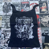 Tineit Y2k Print Tank Top Sleeveless Women graphics Punk Crop Vintage Cool Girl Gothic Fairycore sexy Corset Grunge Tank suspenders emo