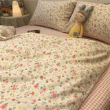 Tineit European Floral Brushed Home Bedding Set Simple Soft Duvet Cover Set With Sheet Comforter Covers Pillowcases Bed Linen