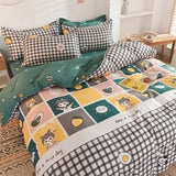 Tineit Orange Bedding Set Girls Boys Bed Linen Sheet Plaid Duvet Cover No Filling 240x220 Single Double Queen King Bedclothes