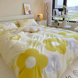 Tineit Cute Bear Bedding Set No Filler Ins Korean Style Duvet Cover Pillowcase 2024 New Single Full Size Kids Adult Soft Bed Linen