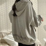 Tineit 2024 Fall Fashion Solid Color Letter Print Oversized Hoodie