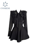 christmas outfit Tineit Women Korean Style Dress Vintage Fashion Elegant Chic Black Gothic Long Sleeve Loose Kawaii A-line Shirt Dresses For Women 2025