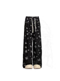 christmas outfit Tineit Women Black Gothic Y2k Print Pants 90s Streetwear Oversize Emo Wide Leg Pants Vintage Harajuku High Waist Trousers Clothes 2025