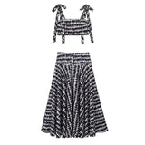 cold weather outfits Tineit 2024 Spring Summer Women Print Casual Elegant Suits Fashion Strapless Sleeveless Short Tops+Chic Loose Long Skirt