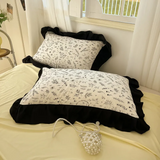 Tineit French Floral Bedding Set No Filler Korean Romantic Ruffles Single Double Queen Size Duvet Cover Sheet Pillowcase Home Textile