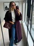 Tineit Woolen Midi Blazer Coat Women One Button Notched Long Sleeve Loose Long Sleeve Jacket Female 2025 Spring Warm Casual Outwear