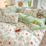 Tineit Floral Bedding Set with Duvet Cover No Filling Flat Sheet with Pillowcases 2024 New Kids Queen Full Size Boys Girls Bed Linen